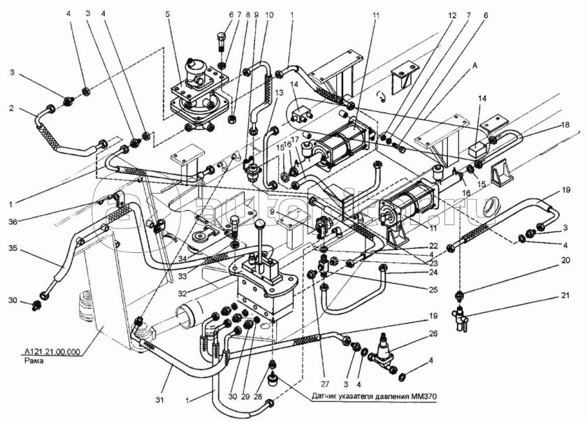 Пневматическая система тормозов автогрейдера ДЗ-98