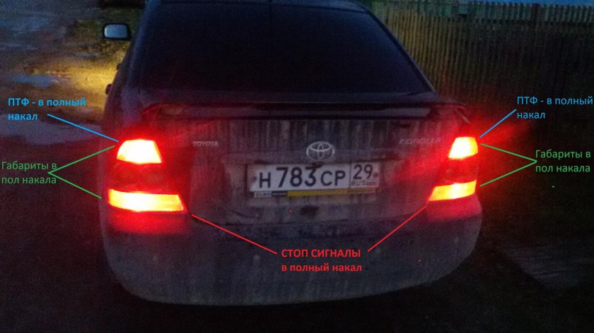 Королла 120 свет задних габаритов