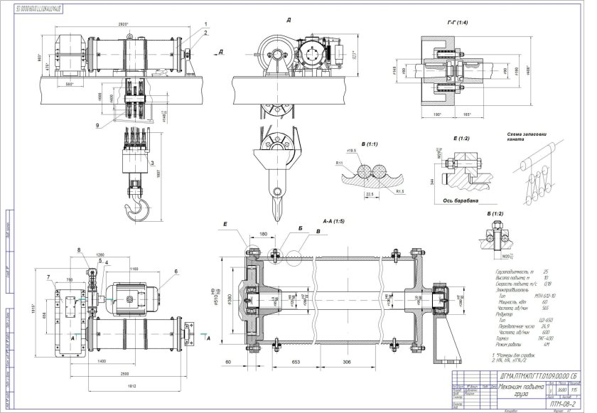 Мостоврой кран чертёж барабана