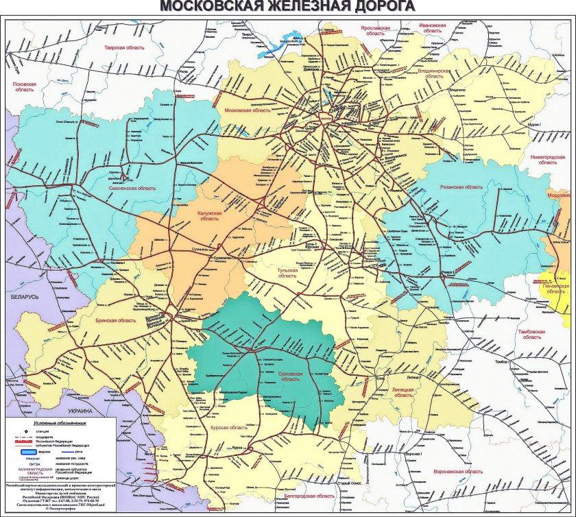 Московская ЖД карта станций