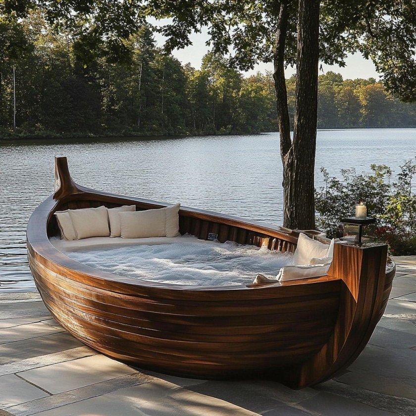 Лавочка в виде лодки