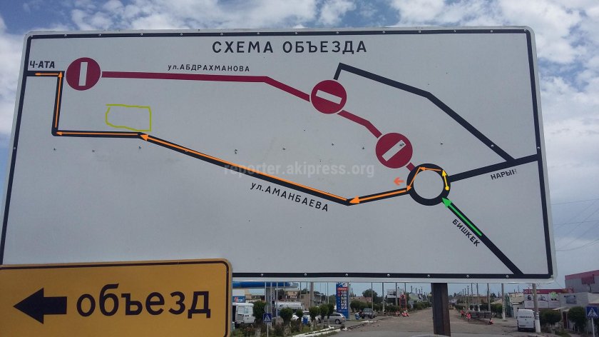 Табличка объезд