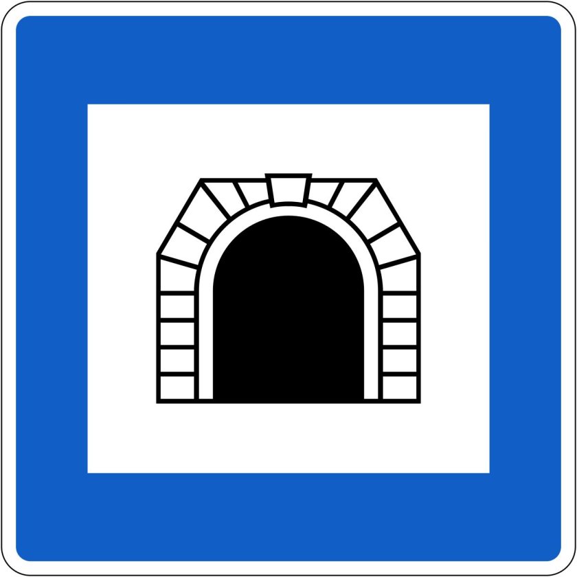 Дорожный знак тоннель на прозрачном фоне