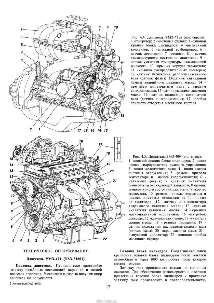 Схема двигателя УАЗ 409
