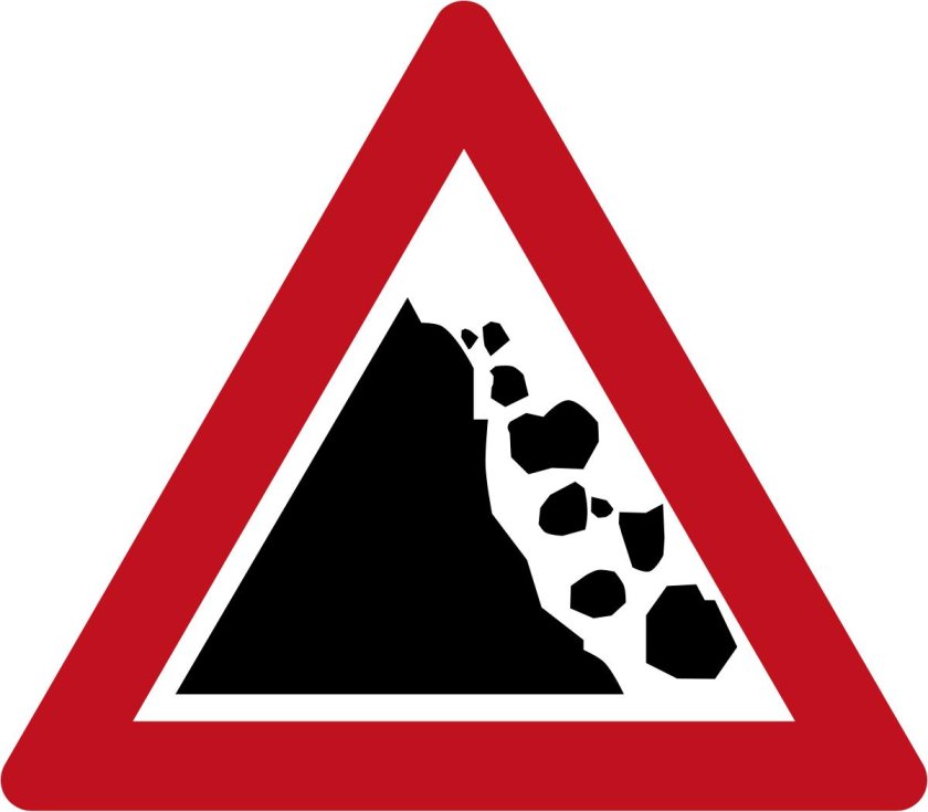 Дорожный знак камнепад