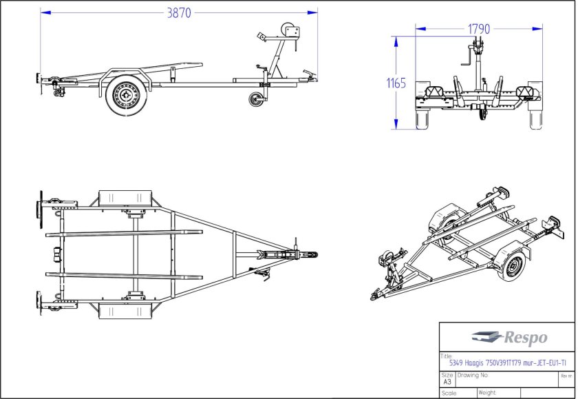 Чертежи прицепа для лодки ПВХ 380