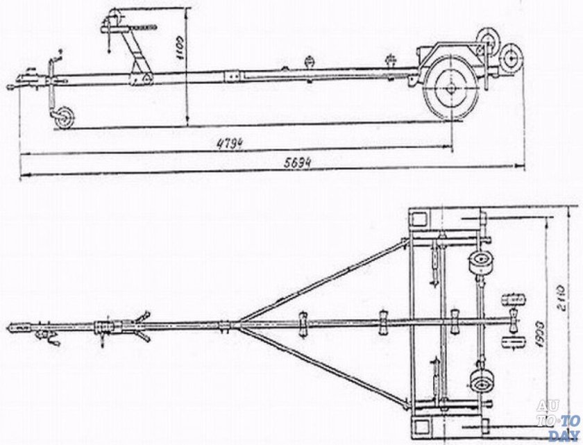Прицеп МЗСА для лодки ПВХ чертеж
