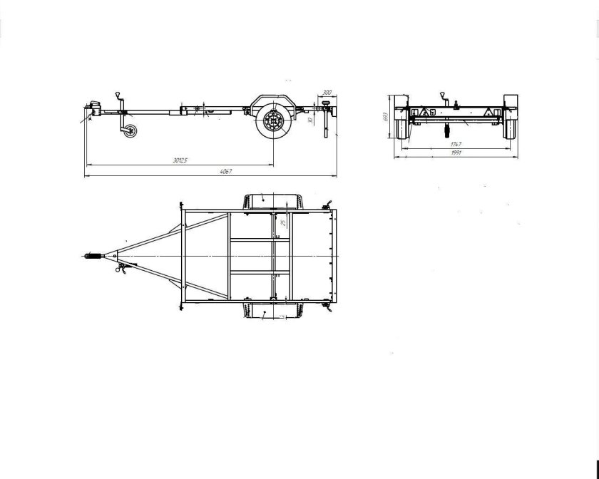 Габариты лодочного прицепа Титан