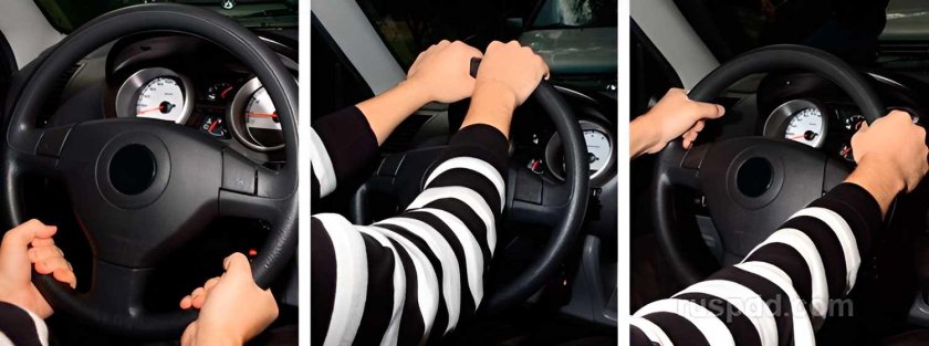 Правильное расположение рук на рулевом колесе