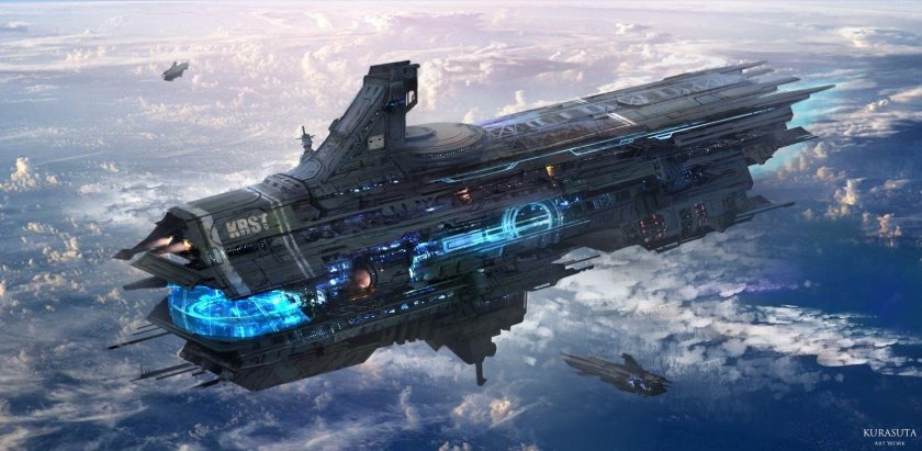Космический линкор инопланетян Sci Fi