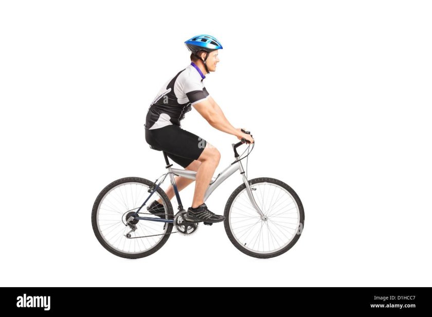 Велосипедист на белом фоне