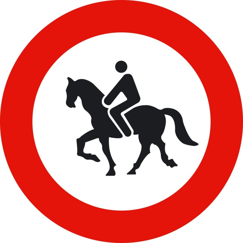 Дорожный знак с лошадью