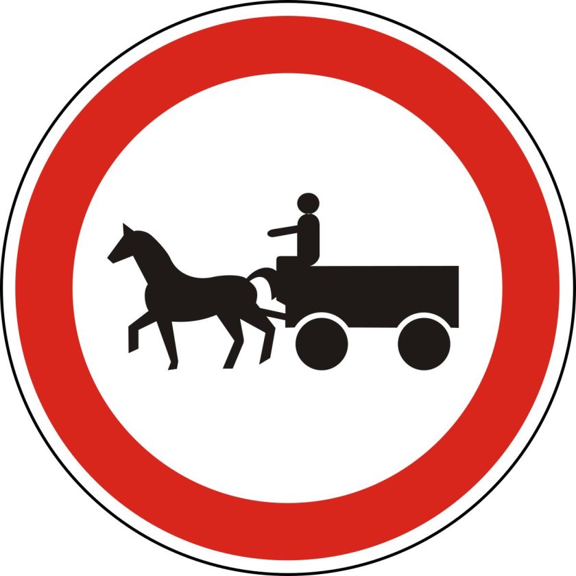 Дорожный знак с лошадью