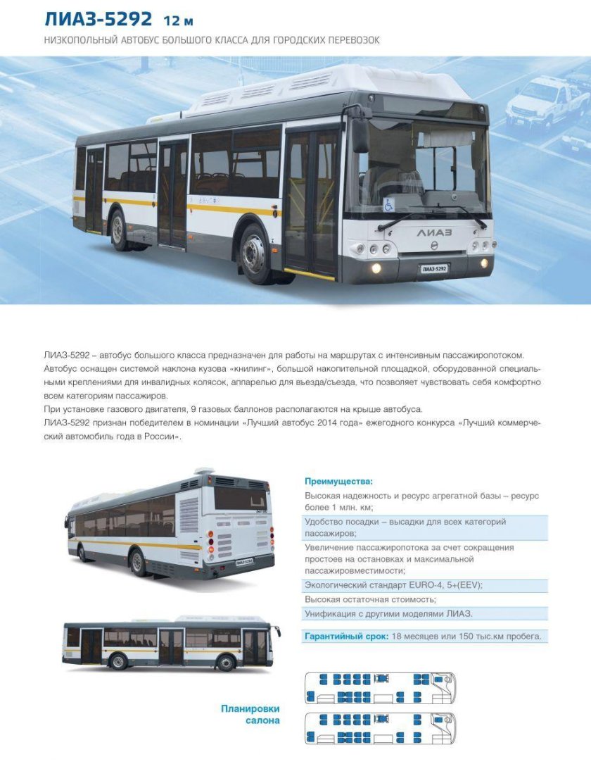 Габариты автобуса ЛИАЗ 5292