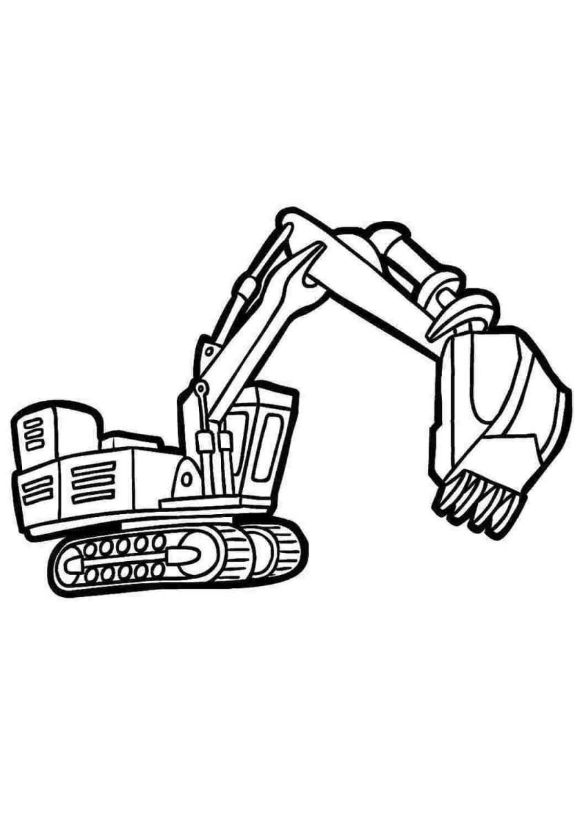 Экскаватор раскраска для детей