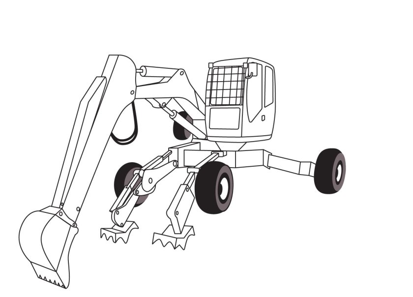Экскаватор погрузчик раскраска