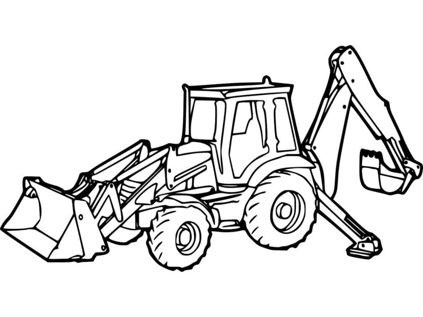 Раскраска трактор погрузчик. JCB