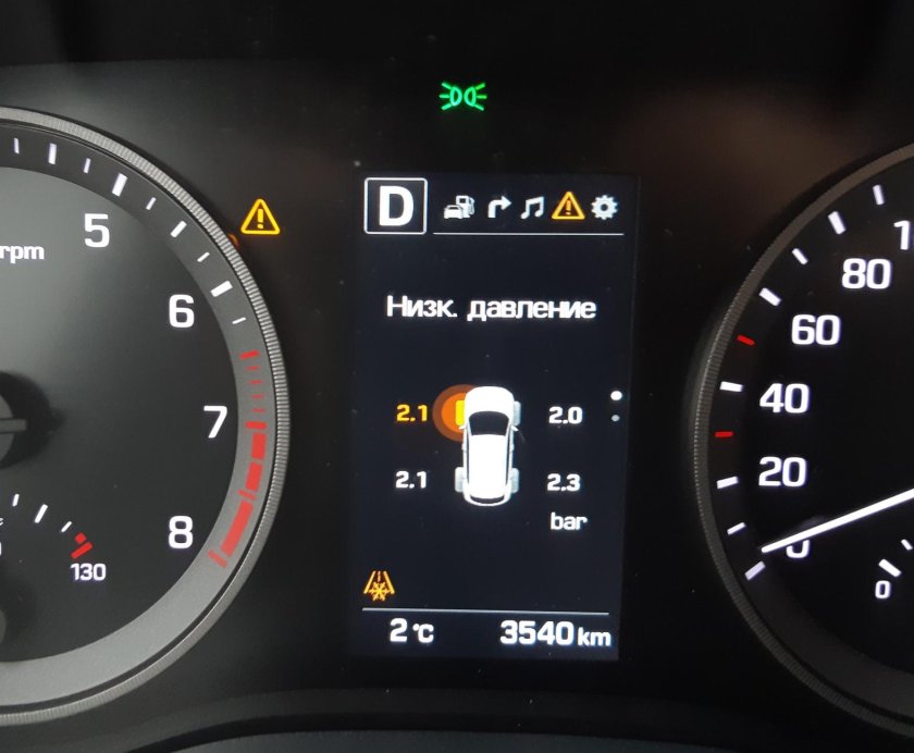 Датчики на панели Hyundai Tucson 2008