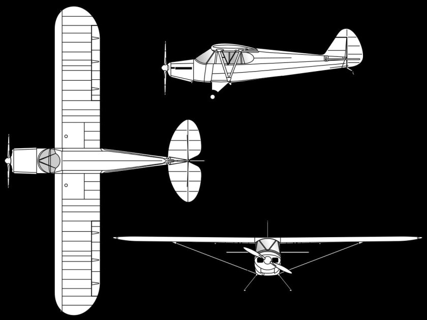 Piper pa-18 super Cub чертежи