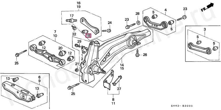 Задняя подвеска Хонда Цивик Ферио ек3 схема