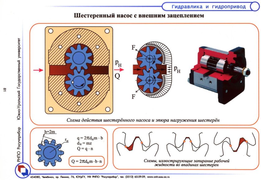 Шестеренчатый насос с внешним зацеплением схема