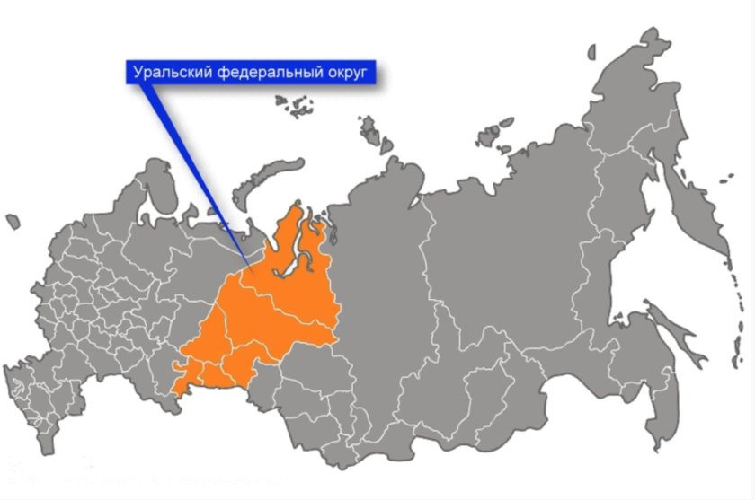 Уральский округ на карте России
