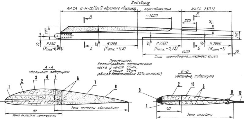 Лопасть несущего винта вертолета чертеж