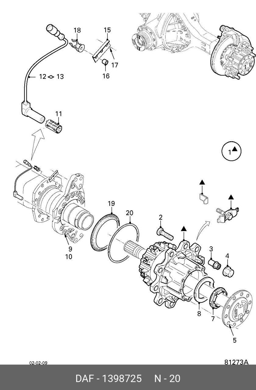 Даф 105 задняя ступица схема
