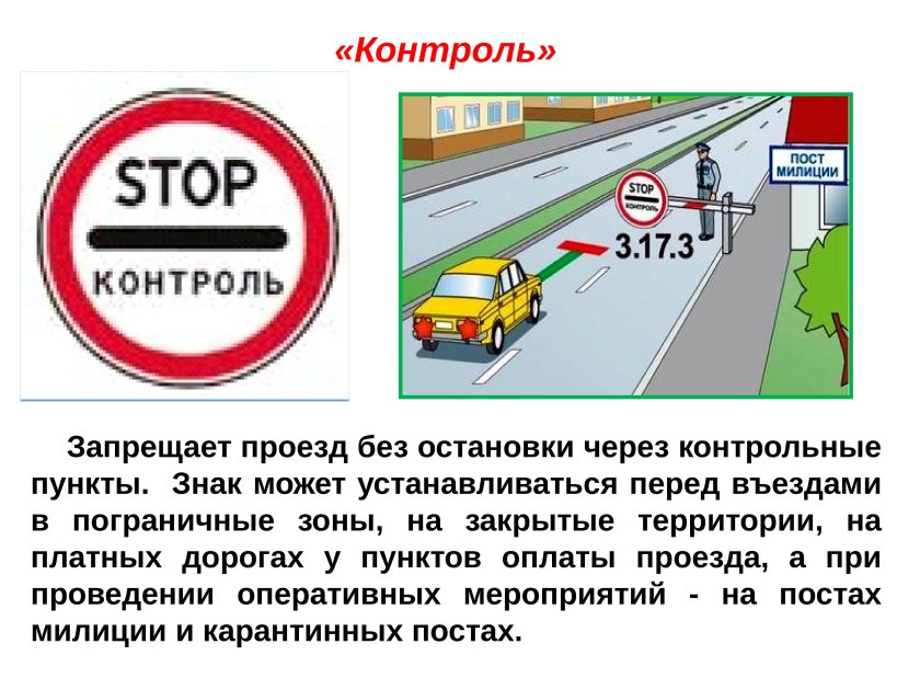 Знак 3.17.3 ПДД «контроль»