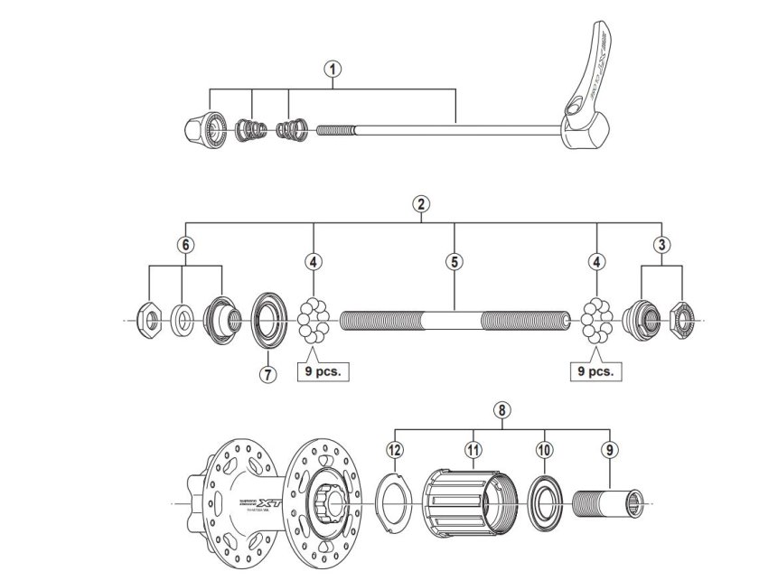 Втулка задняя Shimano XT