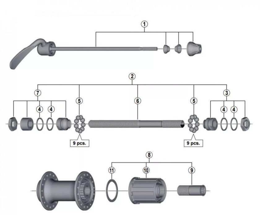 Схема втулок Shimano FH-rm35