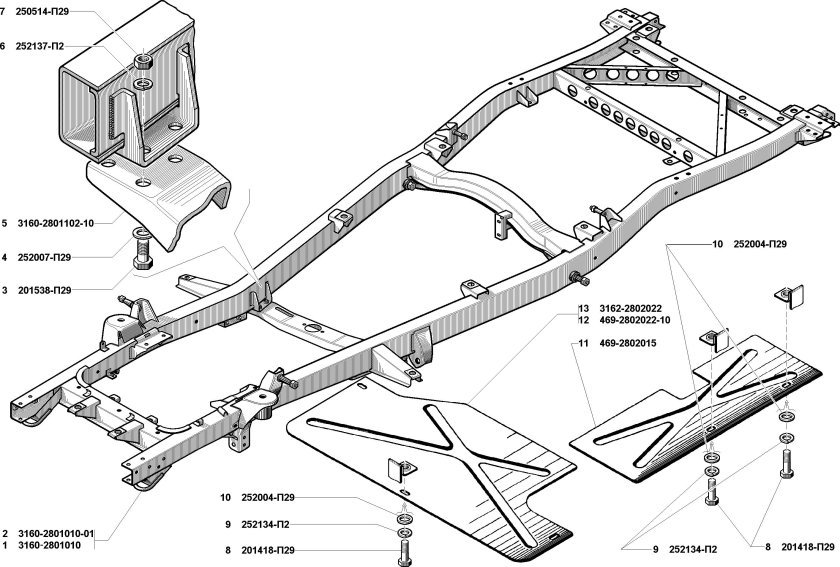 Рама автомобиля УАЗ 31512
