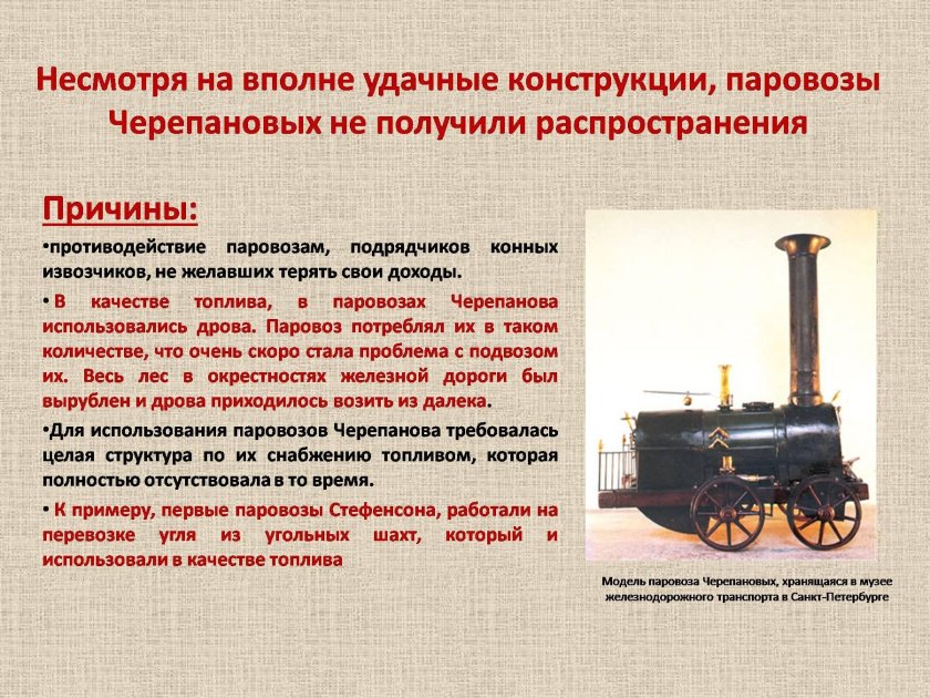 Модель паровоза Черепановых