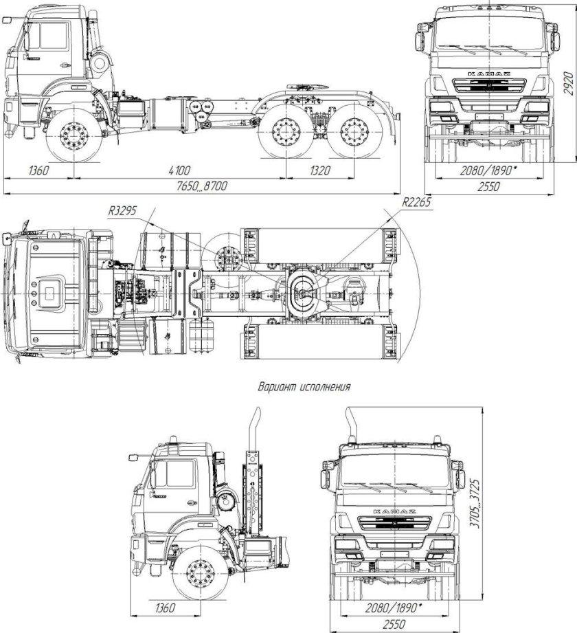 КАМАЗ 54115 тягач чертеж