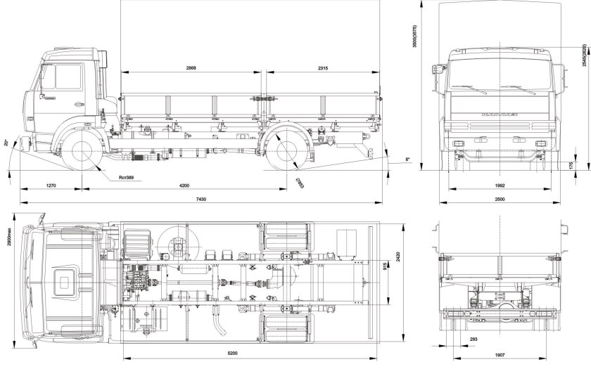 КАМАЗ 4308 кабина чертеж