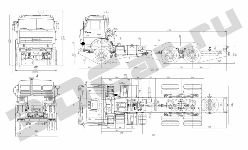 КАМАЗ 5320 чертеж шасси