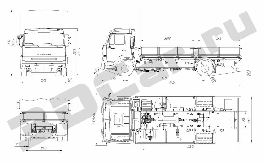 КАМАЗ 4308 габариты кабины