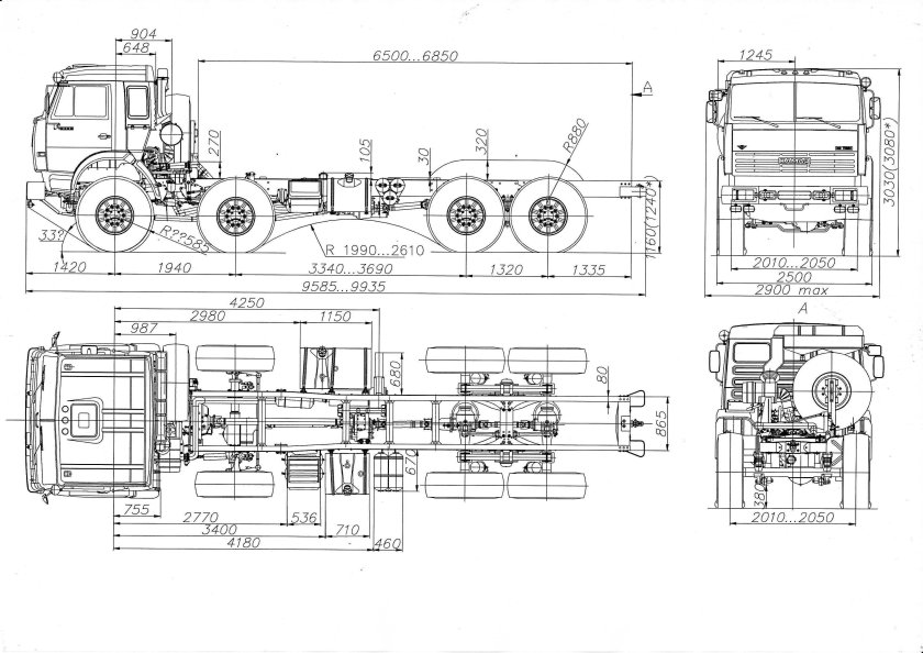 Шасси КАМАЗ 63501 чертеж