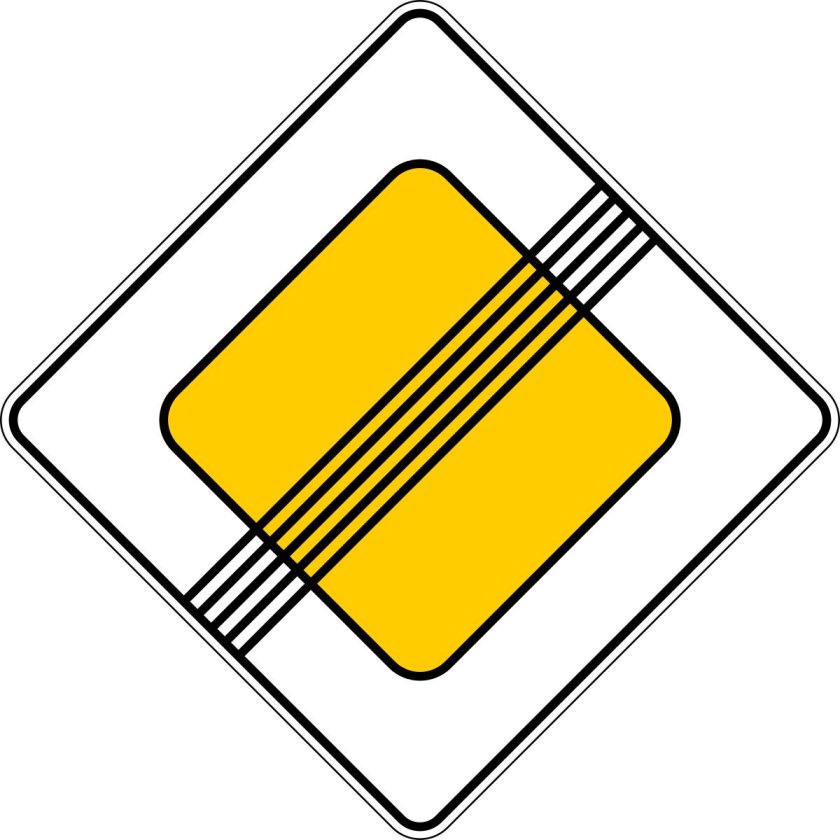Дорожный знак 2.2 конец главной дороги