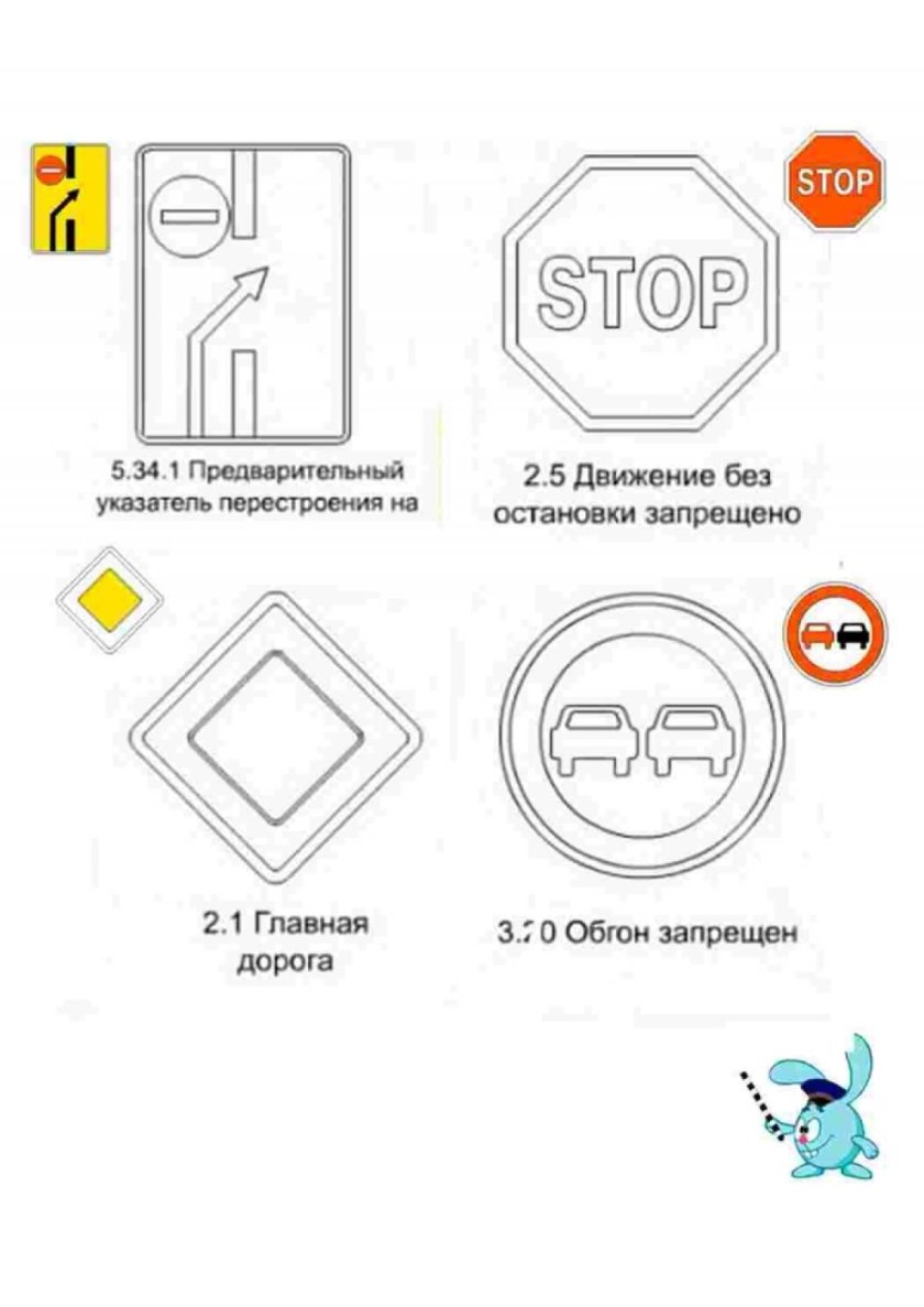 Знаки дорожного движения раскраска