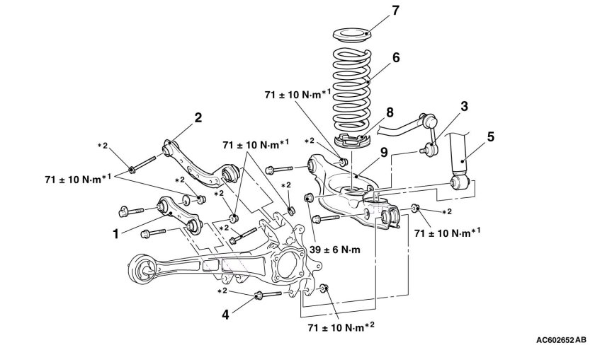 Задняя подвеска Mitsubishi Outlander 1