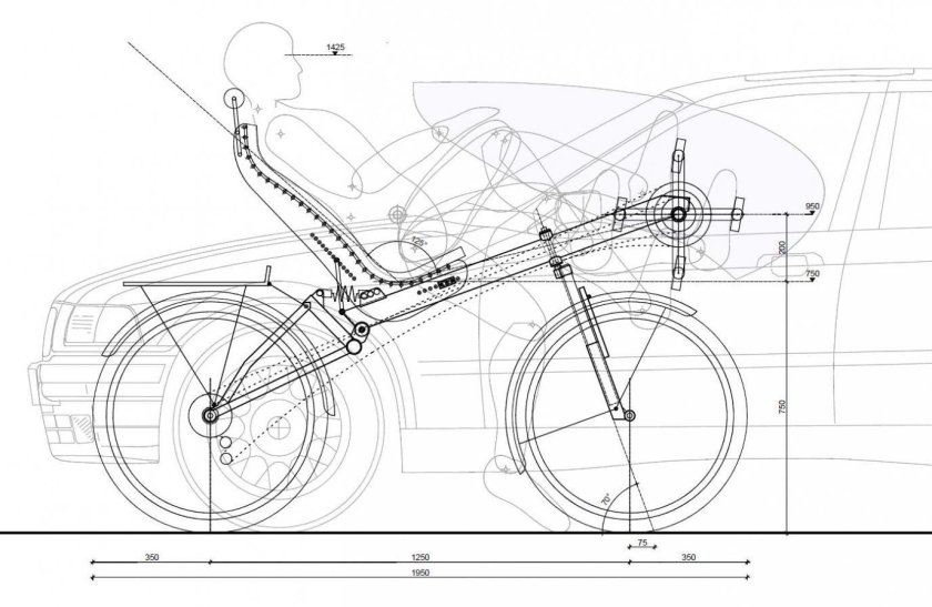 Велосипед лигерад 3 колёсный чертеж