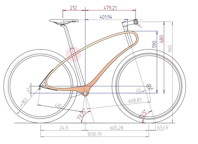 Чертёж рамы шоссейного велосипеда