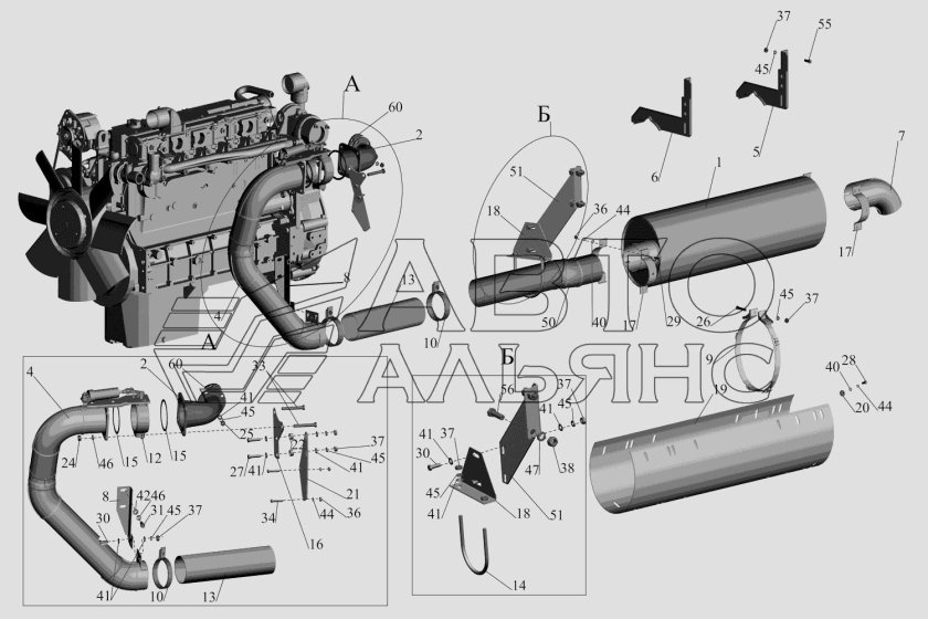 Выпускная система МАЗ 6312