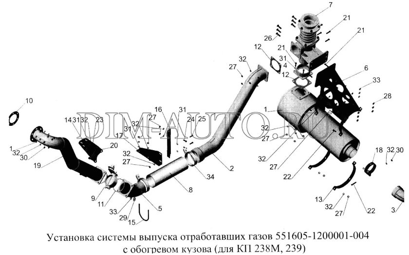 Выхлопная система МАЗ ЯМЗ 238