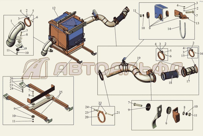 Выхлопная система МАЗ 6430