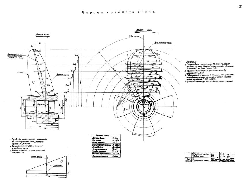 Гребной винт МРС 150 чертеж
