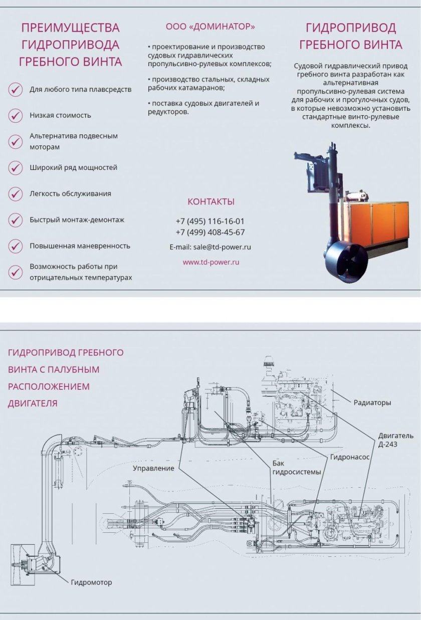 Катера с гидравлическим приводом на винт