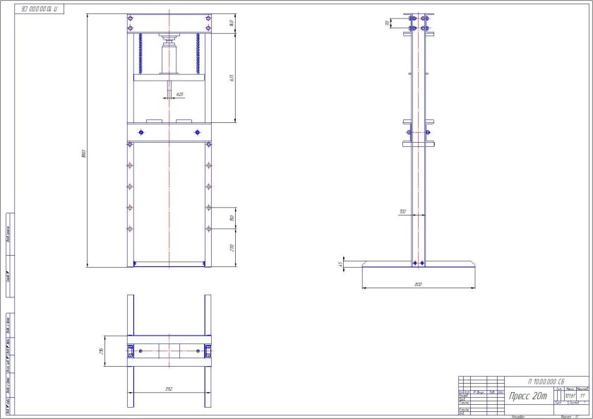 Пресс 20т гидравлический чертеж