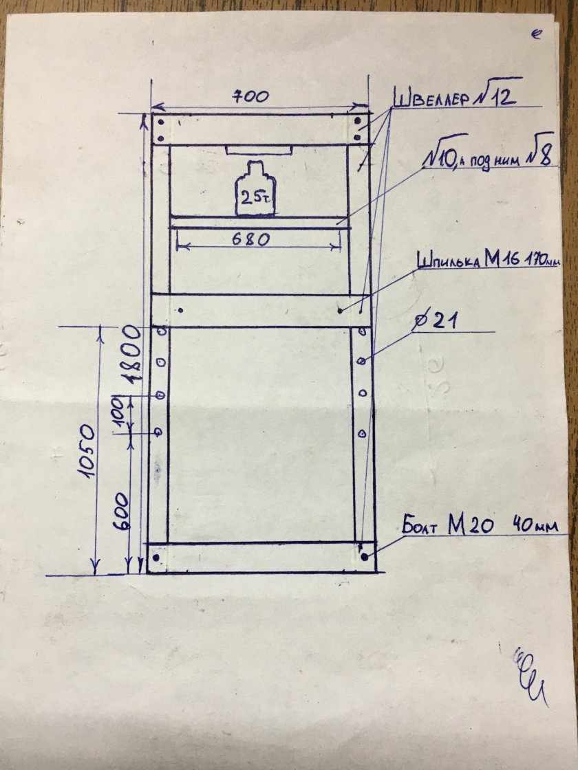 Самодельный гидравлический пресс из домкрата чертежи